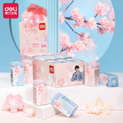 【自营】得力橡皮擦学生专用无屑不留痕小樱花像笔擦神器创意卡通可爱儿童美术专用象皮擦学习用品 如图 橡
