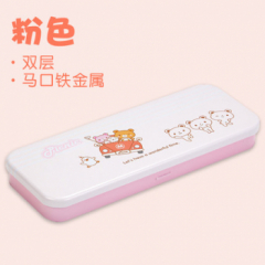 【自营】得力卡通文具盒双层马口铁铅笔盒多功能大容量铁笔盒加长可爱卡通元素多层幼儿园女宝宝95560 