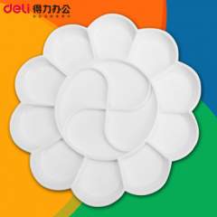 【自营】得力9403调色盘塑料梅花调色盘水粉水彩纺织颜料调色碟调色盒14格国画水粉水彩美术生 白色 