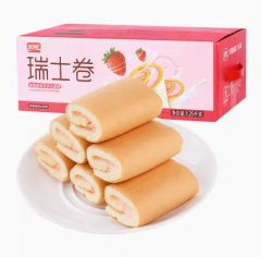 【自营】盼盼瑞士卷草莓味1250g*1箱早餐整箱营养糕点心面包休闲零食小吃 草莓味 1250g*1箱