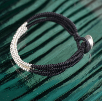 s925纯银手链 原创设计手工编织绳 男女情侣款 个性韩风 独特礼物